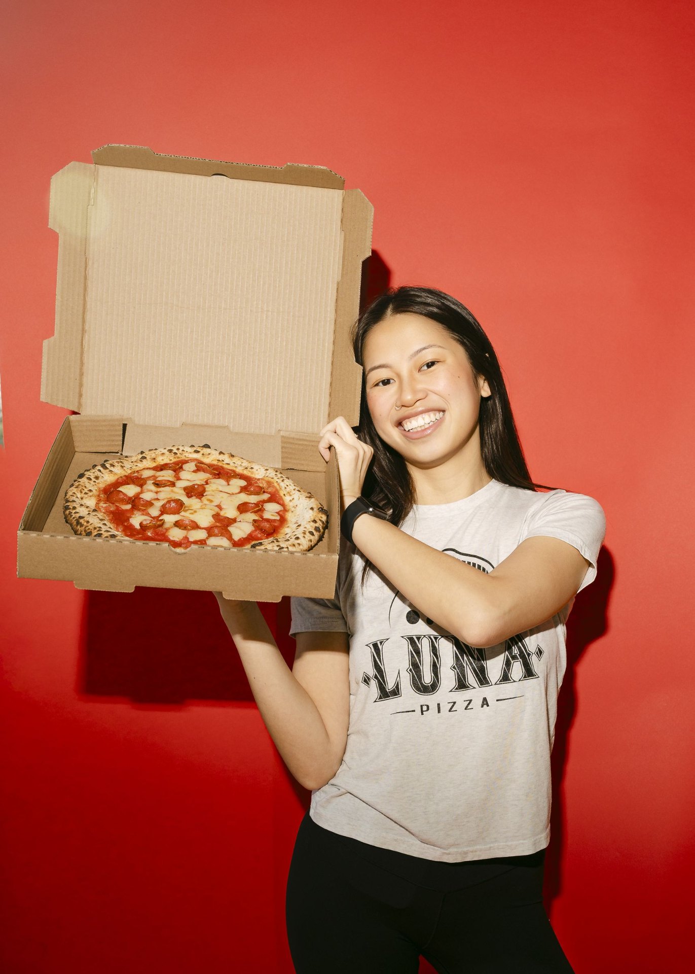 Pepperoni pizza box portrait
